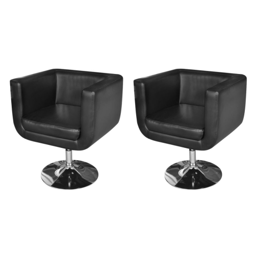 VIDAXL  Armchairs With Chrome Base 2 PCs Black Faux Leather