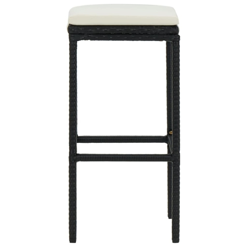 vidaXL Bar Stools with Cushions 6 pcs Black Poly Rattan