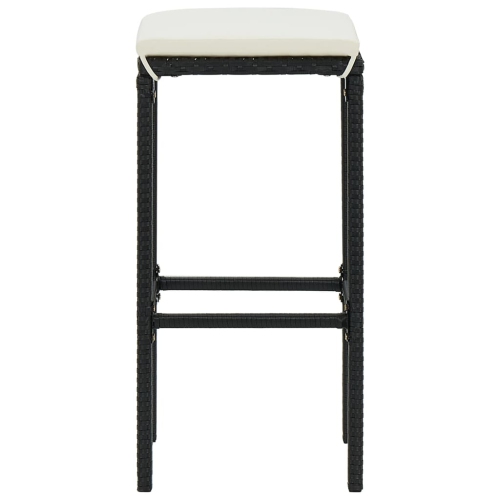 vidaXL Bar Stools with Cushions 6 pcs Black Poly Rattan