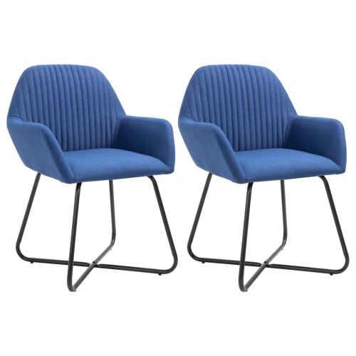VIDAXL  Dining Chairs 2 PCs Fabric In Blue