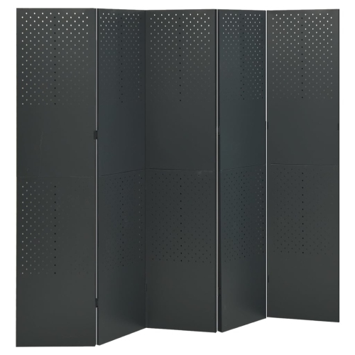 vidaXL 5-Panel Room Dividers 2 pcs Anthracite 78.7"x70.9" Steel