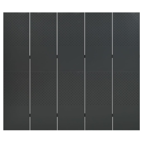 vidaXL 5-Panel Room Dividers 2 pcs Anthracite 78.7"x70.9" Steel