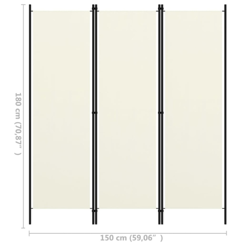 vidaXL 3-Panel Room Divider Cream White 59.1"x70.9"
