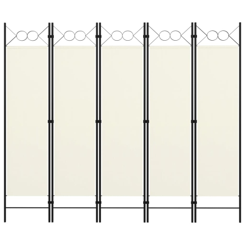 VIDAXL  5-Panel Room Divider Cream 78.7"x70.9" In White