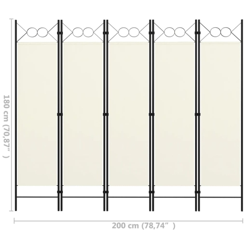 vidaXL 5-Panel Room Divider Cream White 78.7"x70.9"