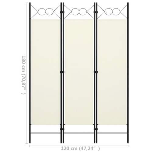 vidaXL 3-Panel Room Divider Cream White 47.2"x70.9"