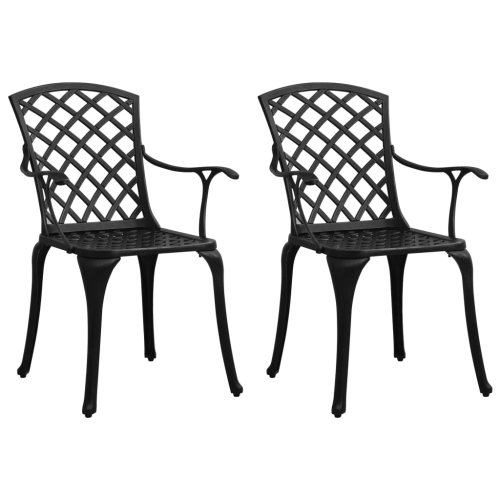 vidaXL Patio Chairs 2 pcs Cast Aluminum Black