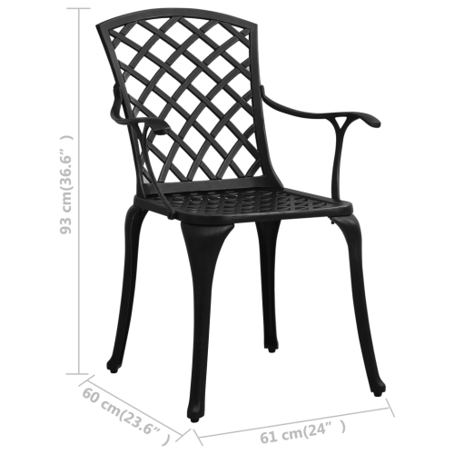 vidaXL Patio Chairs 2 pcs Cast Aluminum Black