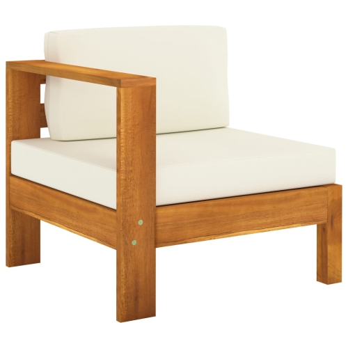 VIDAXL  Middle Sofa With 1 Armrest Cream Solid Acacia Wood In White