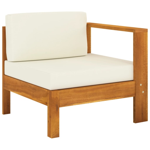 VIDAXL  Middle Sofa With 1 Armrest Cream Solid Acacia Wood In White
