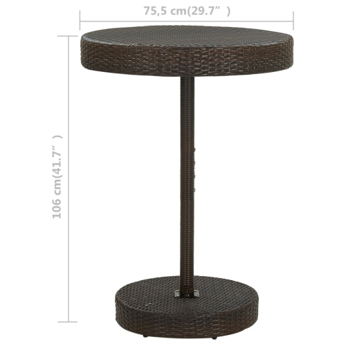 vidaXL Patio Table Brown 29.7"x41.7" Poly Rattan