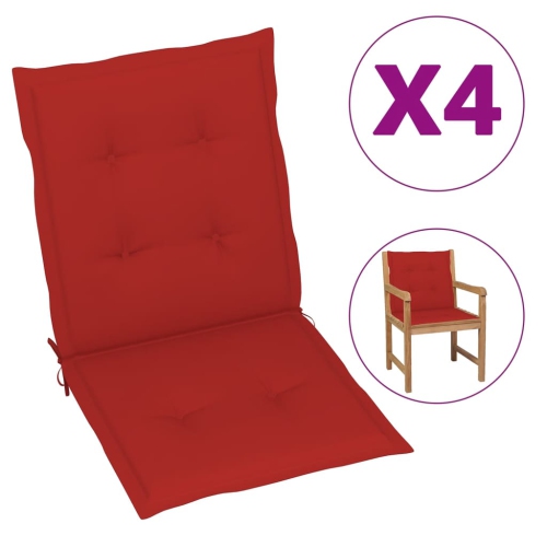 VIDAXL  Garden Chair Cushions 4 PCs Red 39.4"x19.7"x1.2"