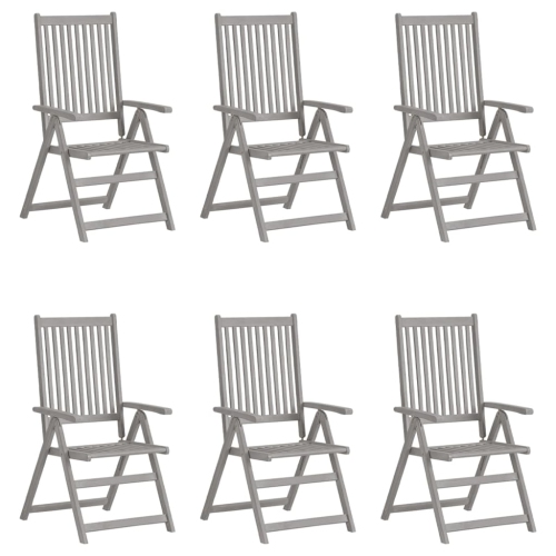 Chaises inclinables de patio VidaXL 6 pièces avec coussins en bois d’acacia massif