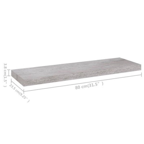 vidaXL Floating Wall Shelf Concrete Gray 31.5"x9.3"x1.5" MDF