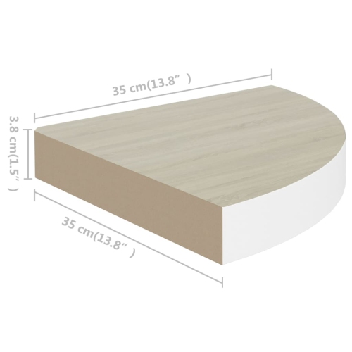 vidaXL Wall Corner Shelves 2 pcs Oak and White 13.7"x13.7"x1.4" MDF