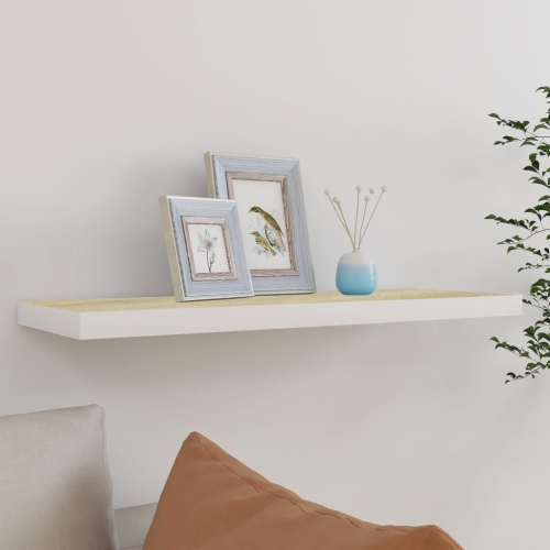 VIDAXL  Floating Wall Shelf Oak And 31.5"x9.3"x1.5" Mdf In White