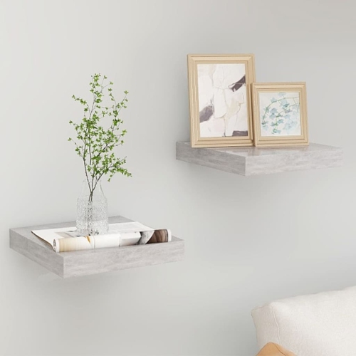 VIDAXL  Floating Wall Shelves 2 PCs Concrete 9.1"x9.3"x1.5" Mdf In Gray