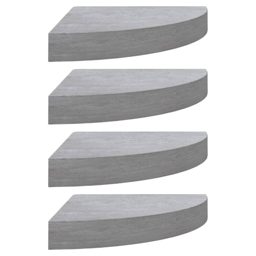 vidaXL Wall Corner Shelves 4 pcs Concrete Gray 13.7"x13.7"x1.4" MDF