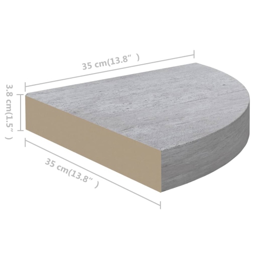 vidaXL Wall Corner Shelves 4 pcs Concrete Gray 13.7"x13.7"x1.4" MDF