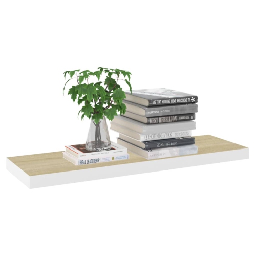 vidaXL Floating Wall Shelves 4 pcs Oak and White 31.5"x9.3"x1.5" MDF