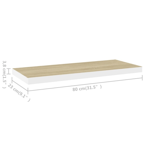 vidaXL Floating Wall Shelves 4 pcs Oak and White 31.5"x9.3"x1.5" MDF