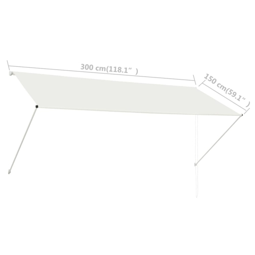 vidaXL Retractable Awning 118.1"x59.1" Cream