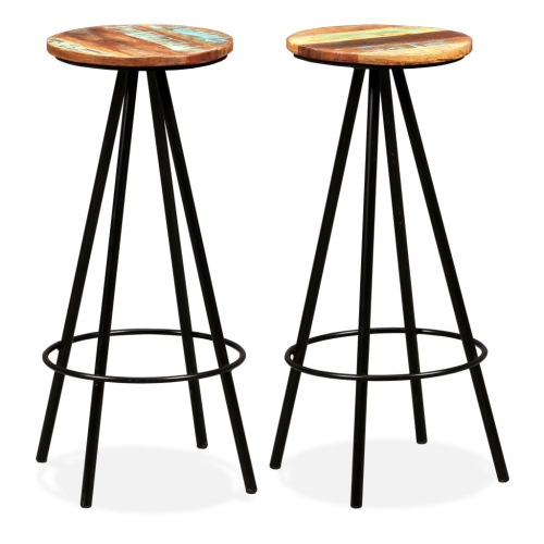 VIDAXL  Bar Stools 2 PCs Solid Reclaimed Wood