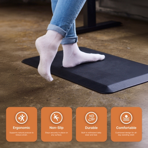 burotic Anti-Fatigue Mat – 0.75" Cushioned Mat for Standing Desk, Kitchen & Office – Non-Slip, Waterproof, Tear-Resistant – Eases Back, Foot & Knee