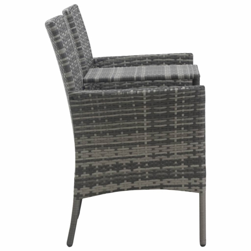 vidaXL 2-Seater Patio Sofa with Tea Table Poly Rattan Anthracite