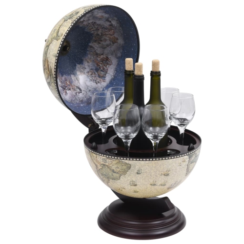 vidaXL Tabletop Globe Bar Wine Stand Eucalyptus Wood Green