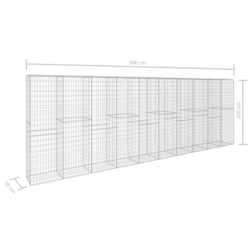 vidaXL Gabion Wall with Cover Galvanised Steel 236.2"x19.7"x78.7"