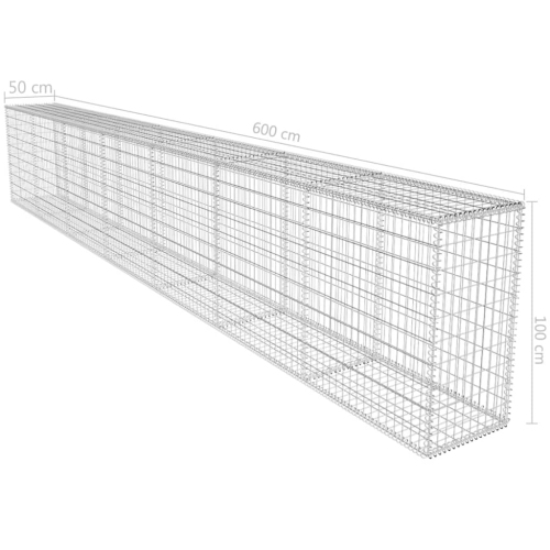 vidaXL Gabion Wall with Cover Galvanised Steel 19.7'x1.6'x3.3'