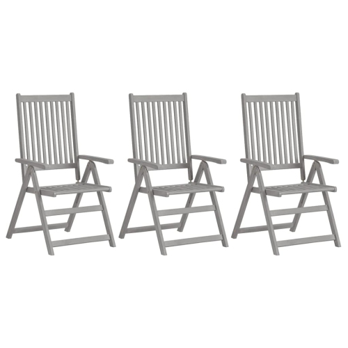 VIDAXL  Patio Reclining Chairs 3 PCs Solid Acacia Wood In Gray