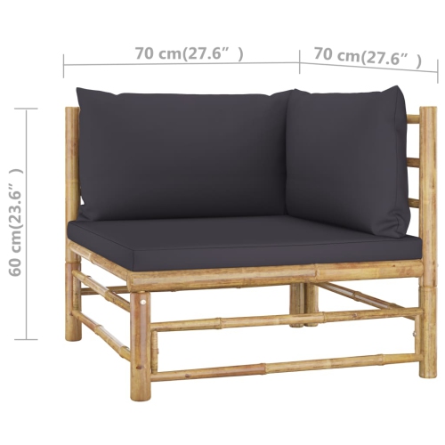 vidaXL 4 Piece Patio Lounge Set with Dark Gray Cushions Bamboo