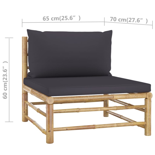 vidaXL 4 Piece Patio Lounge Set with Dark Gray Cushions Bamboo