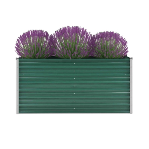 VIDAXL  Garden Raised Bed Galvanized Steel 63"x15.7"x31.3" In Green