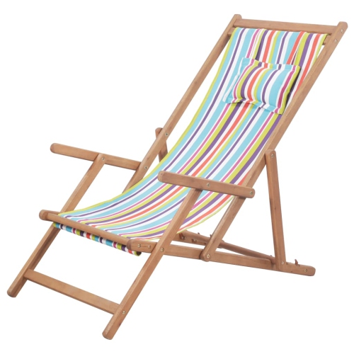 VIDAXL  Folding Beach Chair Fabric And Wooden Frame Multicolor