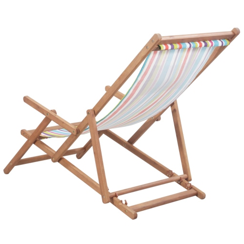 vidaXL Folding Beach Chair Fabric and Wooden Frame Multicolor