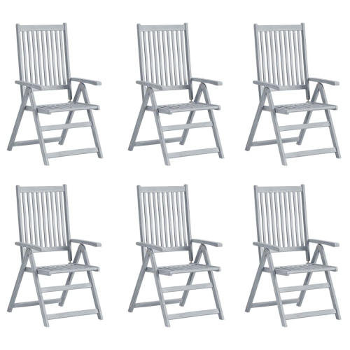 Chaises inclinables de patio VidaXL 6 pièces avec coussins en bois d’acacia massif