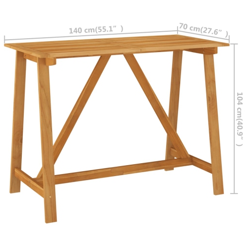 vidaXL Garden Bar Table 55.1"x27.6"x40.9" Solid Acacia Wood