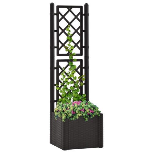 VIDAXL  Garden Raised Bed With Trellis And Self Watering System Anthracite