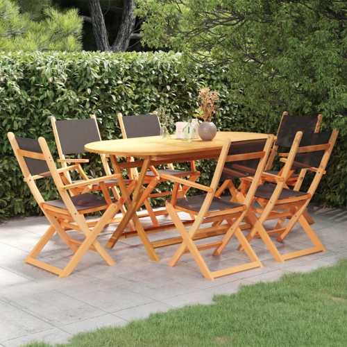 VIDAXL  7 Piece Patio Dining Set Eucalyptus Wood&textilene In Black