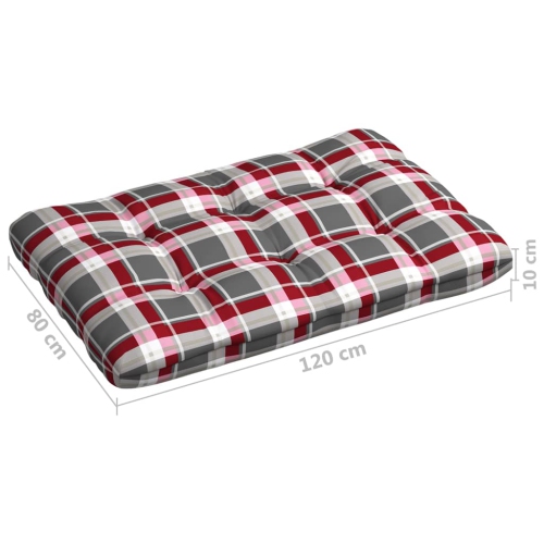 vidaXL Pallet Sofa Cushion Red Check Pattern 47.2"x31.5"x3.9"