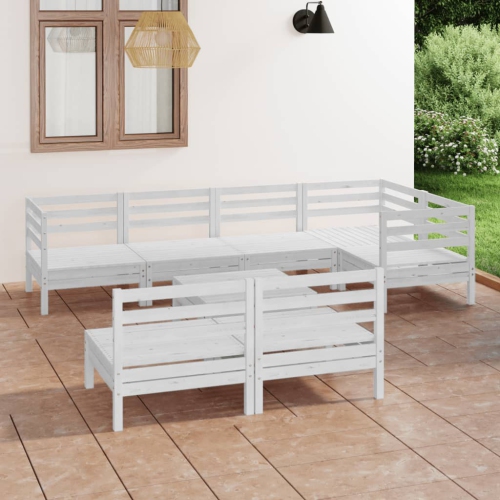 VIDAXL  8 Piece Patio Lounge Set Solid Pinewood In White