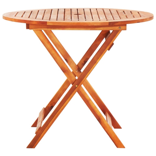 vidaXL Folding Patio Table Ø35.4"x29.5" Solid Eucalyptus Wood