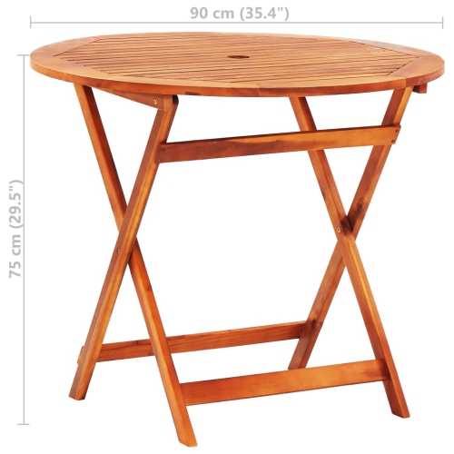 vidaXL Folding Patio Table Ø35.4"x29.5" Solid Eucalyptus Wood