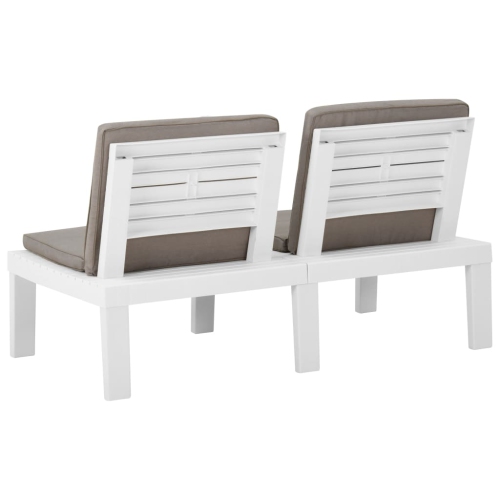 vidaXL Patio Lounge Bench with Cushion Plastic White