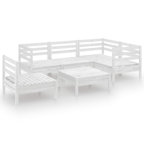 vidaXL 6 Piece Patio Lounge Set Solid Pinewood White