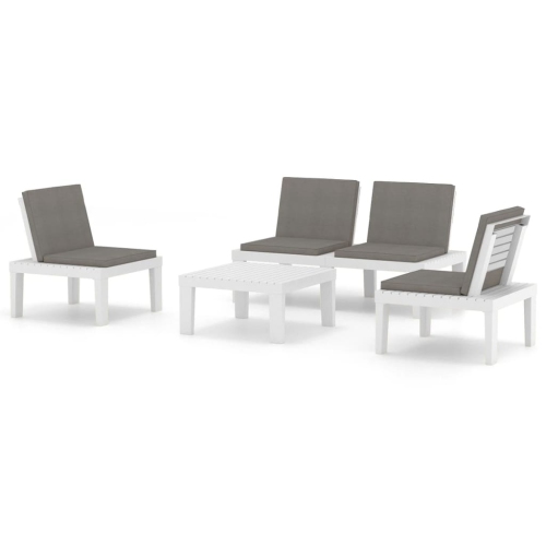 vidaXL 4 Piece Patio Lounge Set with Cushions Plastic White