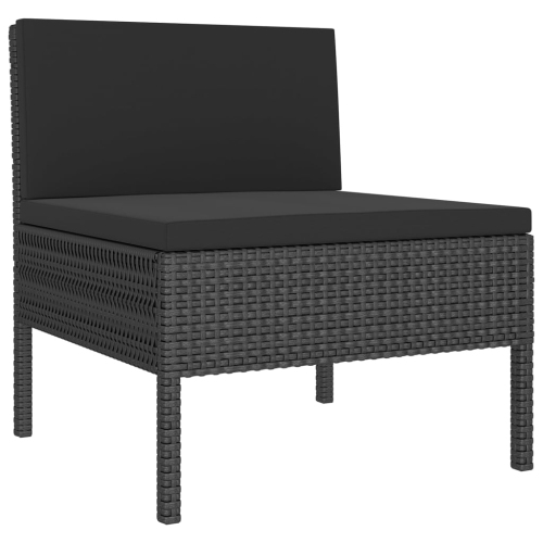 Ensemble de patio de 9 pièces VIDAXL avec coussins en poly rotin noir